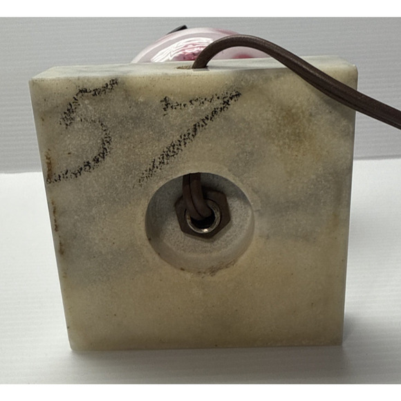 Vtg Fenton Cranberry Coin Dot Opalescent Marble Base Lamp Electric Marble Base - Picture 2 of 16